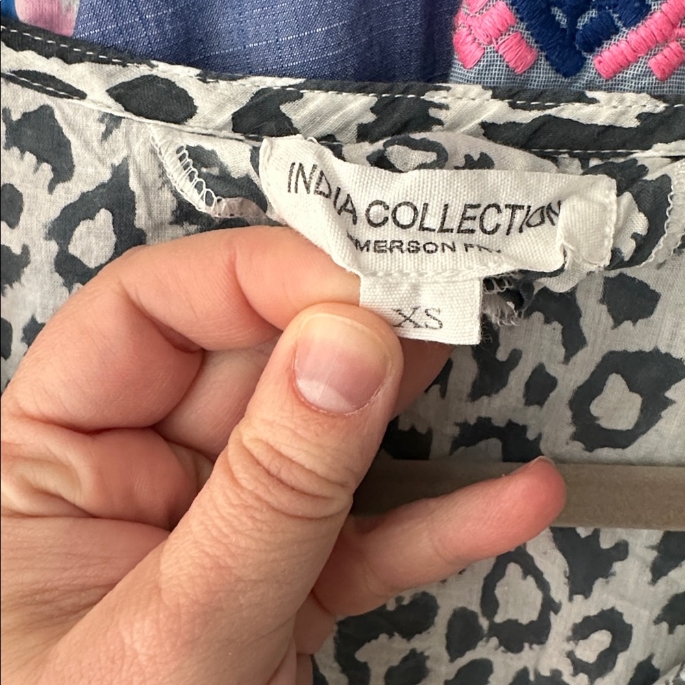 Emerson Fry Blue Leopard Print Blouse - Picture 3 of 4